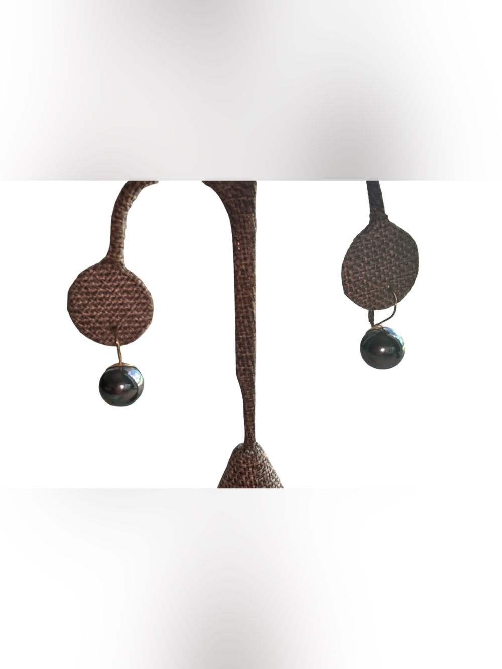 Solid 14k Gold Earrings with Fake Black Tahitian Pearl